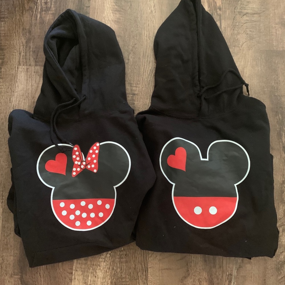 Mr & Mrs marching Disney hoodies